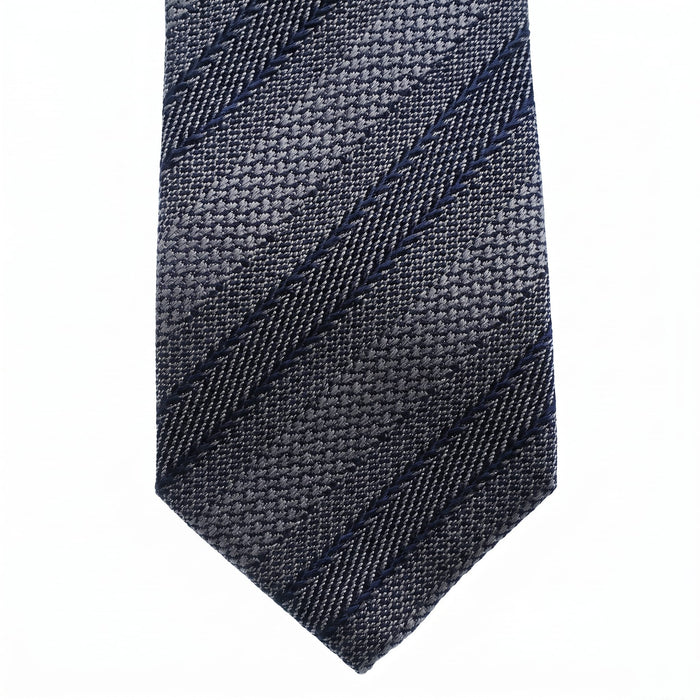 Emporio Armani 100% Silk Charcoal Gray Striped Tie - Made in Italy