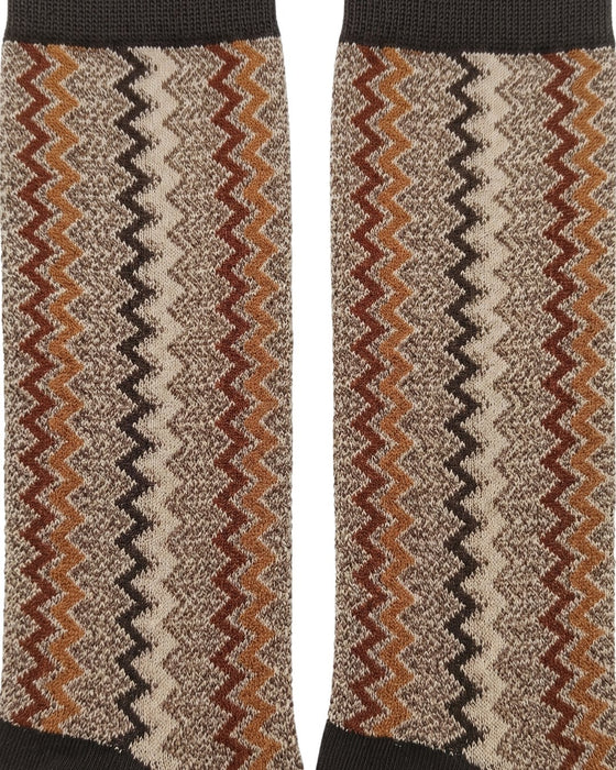 Missoni Beige Multicolor Mens Melange Zigzag Crew Socks-