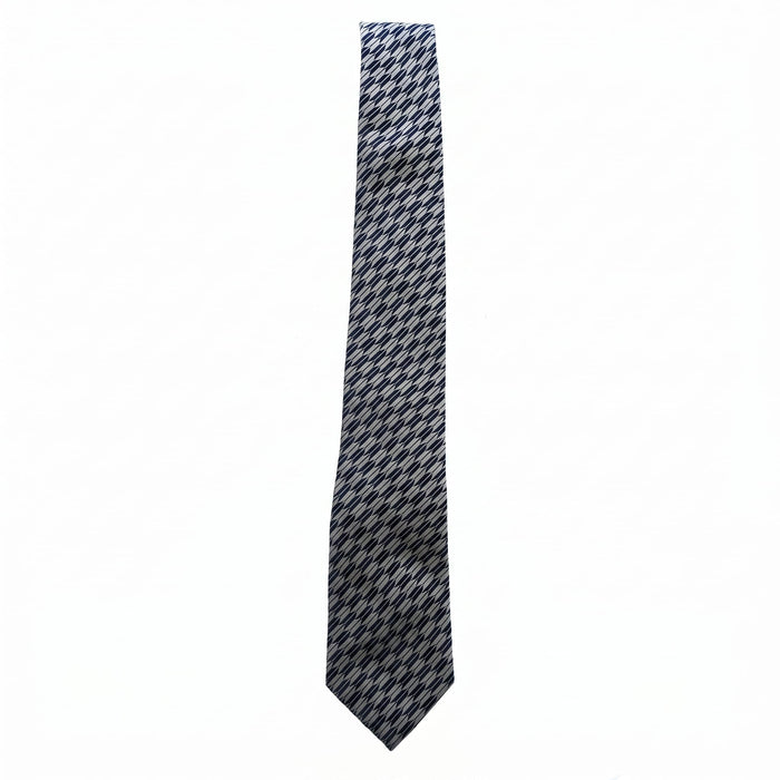 Emporio Armani 100% Silk Navy Blue Geometric Tie - Made in Italy