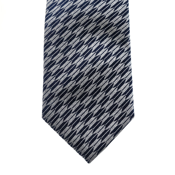 Emporio Armani 100% Silk Navy Blue Geometric Tie - Made in Italy