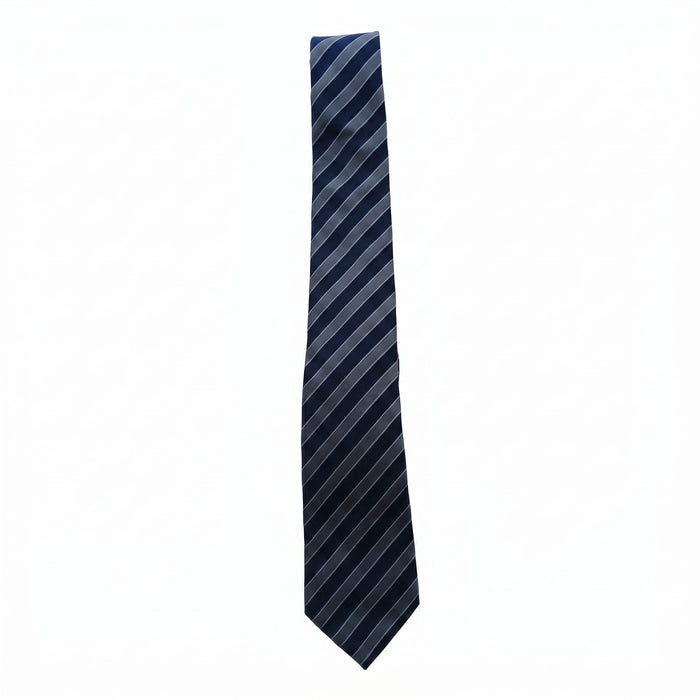 Emporio Armani Silk Blend Navy Blue Striped Tie - Made in Italy