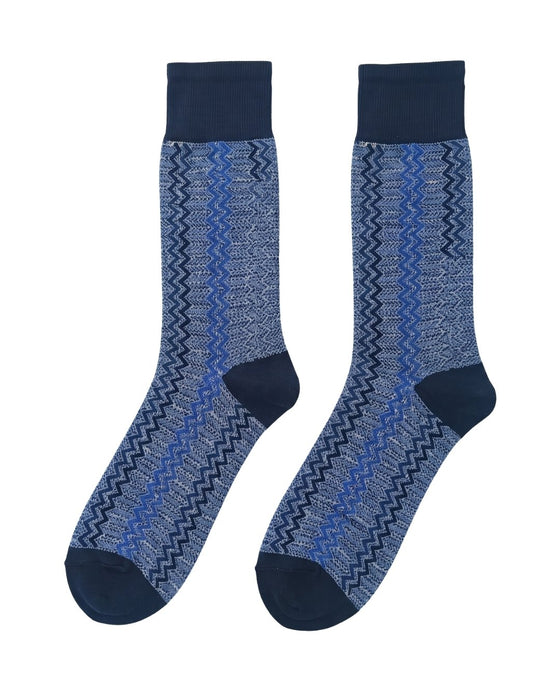Missoni Blue Mens Melange Zigzag Crew Socks-