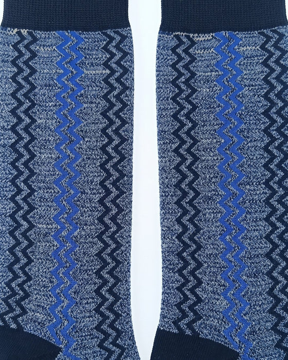 Missoni Blue Mens Melange Zigzag Crew Socks-