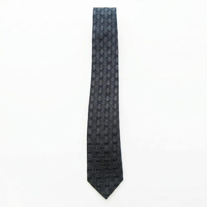 Emporio Armani 100% Silk Black Geometric Tie - Made in Italy