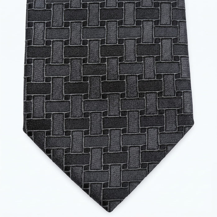 Emporio Armani 100% Silk Black Geometric Tie - Made in Italy