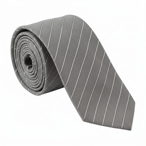 Emporio Armani 100% Silk Gray Striped Tie - Made in Italy