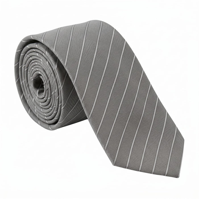 Emporio Armani 100% Silk Gray Striped Tie - Made in Italy