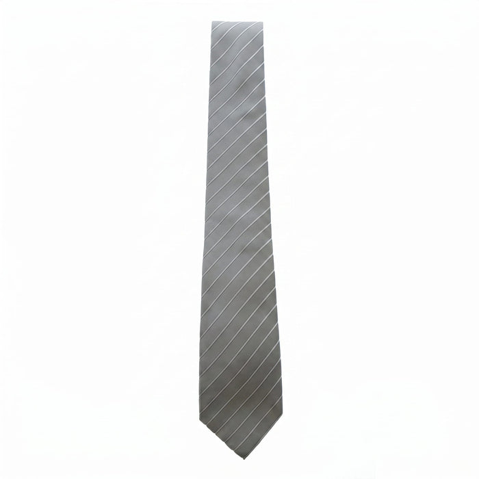 Emporio Armani 100% Silk Gray Striped Tie - Made in Italy