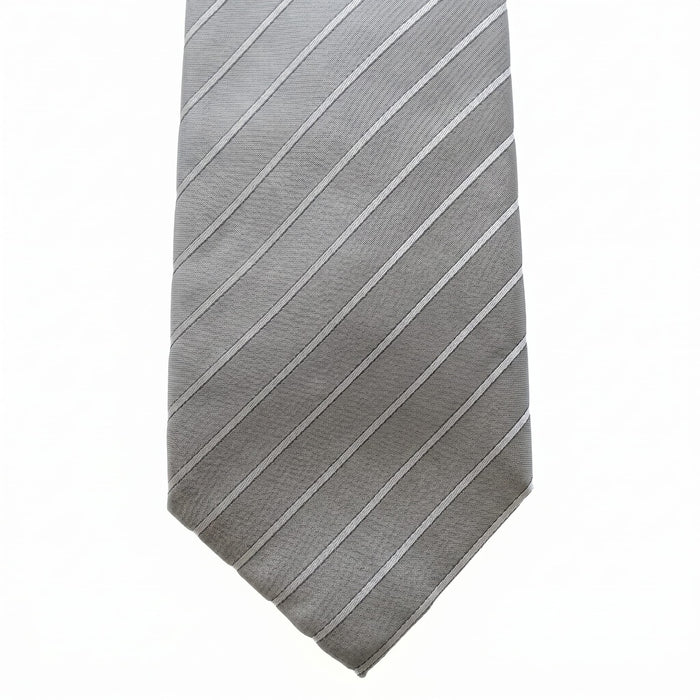 Emporio Armani 100% Silk Gray Striped Tie - Made in Italy