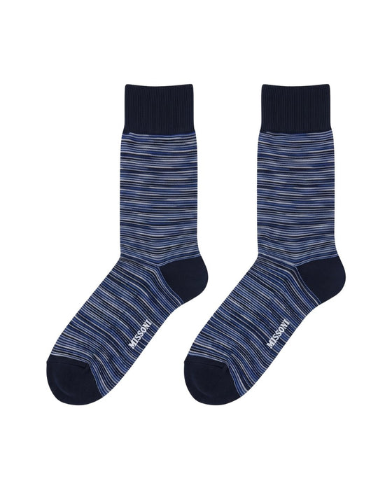 Missoni Dark Navy Mens Melange Stripe Crew Socks-