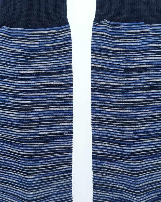 Missoni Dark Navy Mens Melange Stripe Crew Socks-