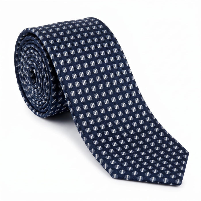 Emporio Armani 100% Silk Navy Blue Geometric Tie - Made in Italy
