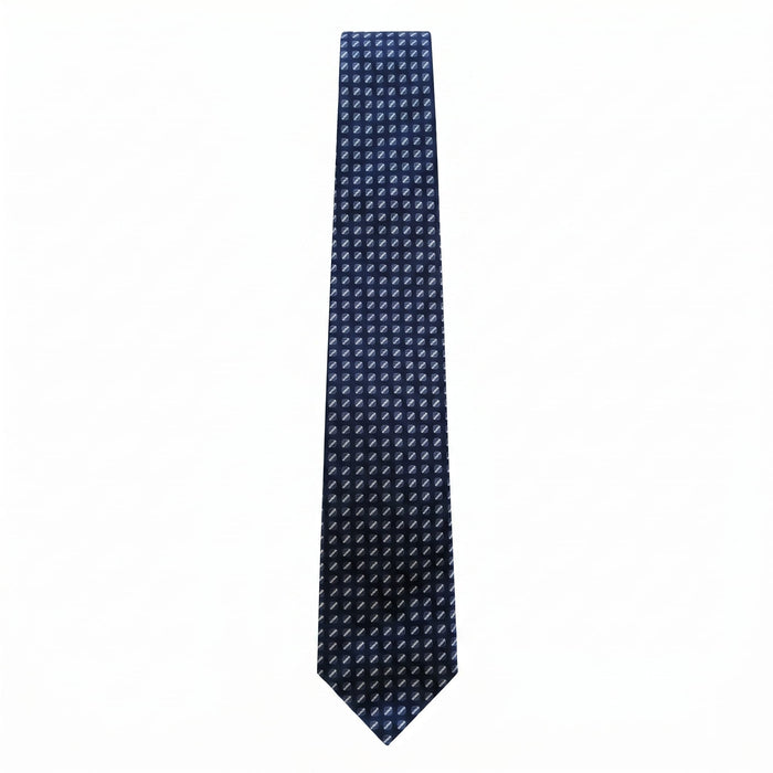 Emporio Armani 100% Silk Navy Blue Geometric Tie - Made in Italy