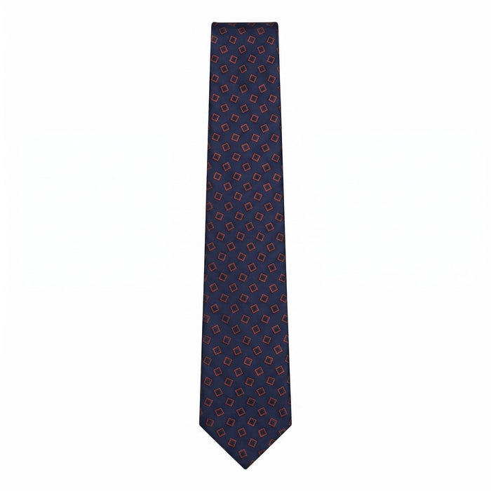 Emporio Armani 100% Silk Navy Blue Geometric Tie - Made in Italy