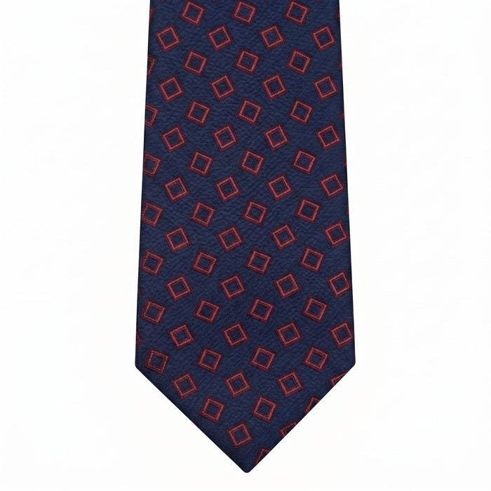Emporio Armani 100% Silk Navy Blue Geometric Tie - Made in Italy