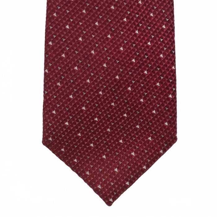 Emporio Armani 100% Silk Red Geometric Tie - Made in Italy