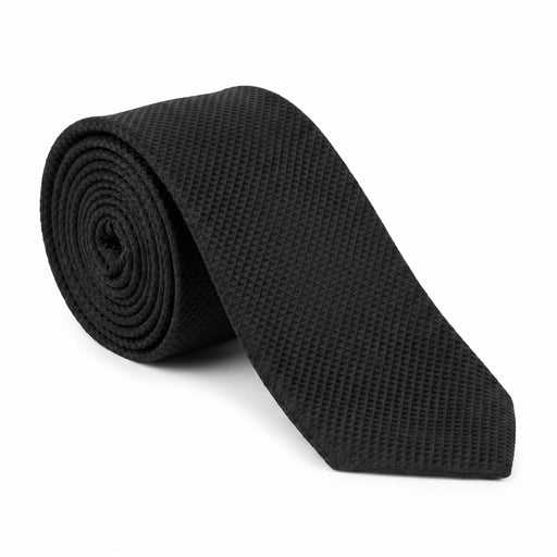 Emporio Armani 100% Silk Black Solid Tie - Made in Italy