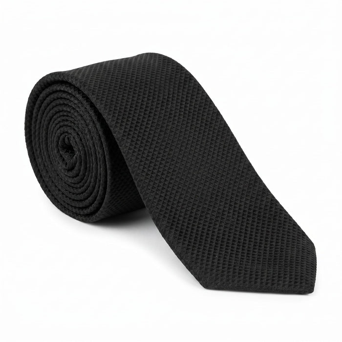 Emporio Armani 100% Silk Black Solid Tie - Made in Italy