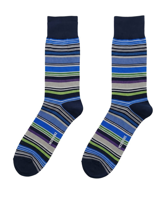 Missoni Blue Mens Stripe Crew Socks-