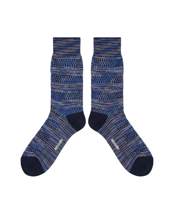 Missoni Blue Mens Textured Melange Crew Socks-
