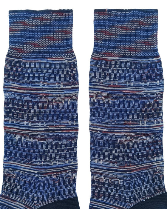 Missoni Blue Mens Textured Melange Crew Socks-