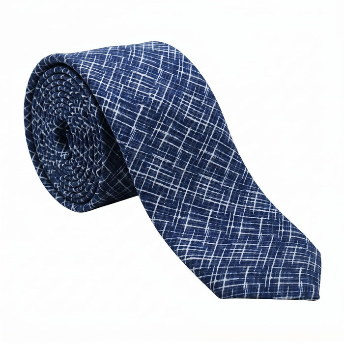 Emporio Armani 100% Silk Navy Blue Crosshatch Tie - Made in Italy