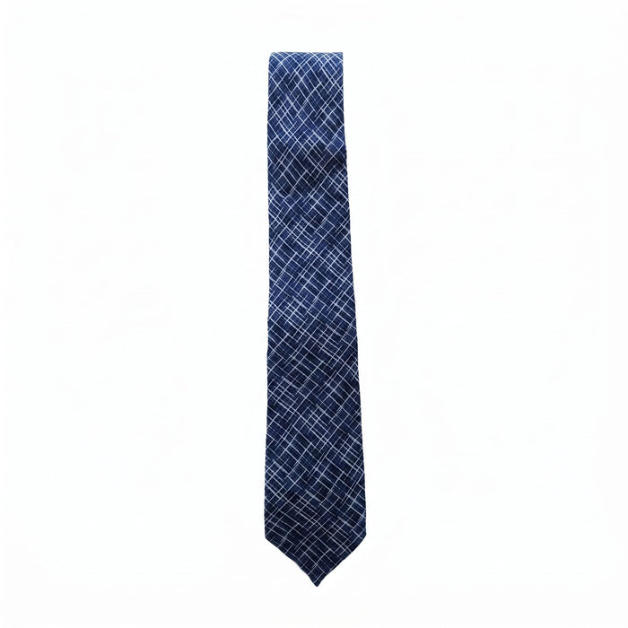 Emporio Armani 100% Silk Navy Blue Crosshatch Tie - Made in Italy