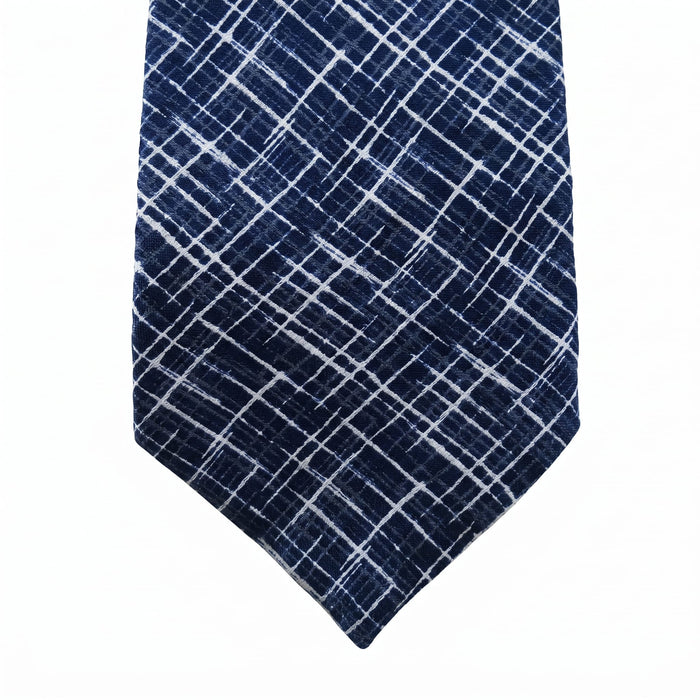 Emporio Armani 100% Silk Navy Blue Crosshatch Tie - Made in Italy