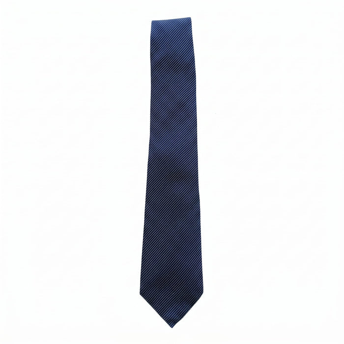 Emporio Armani 100% Silk Navy Blue Striped Tie - Made in Italy