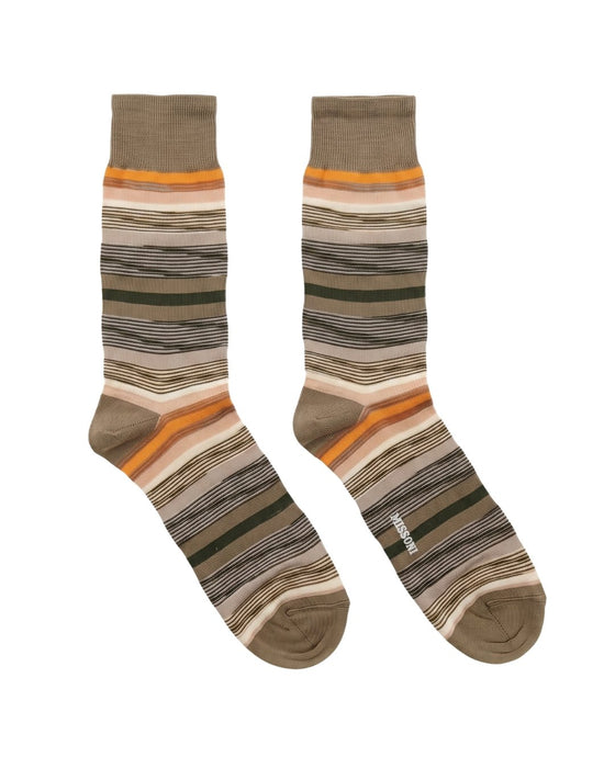 Missoni Beige  Mens Classic Stripe Crew Socks-