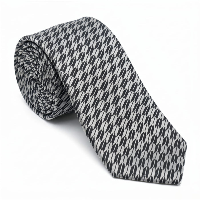 Emporio Armani 100% Silk Gray Geometric Tie - Made in Italy