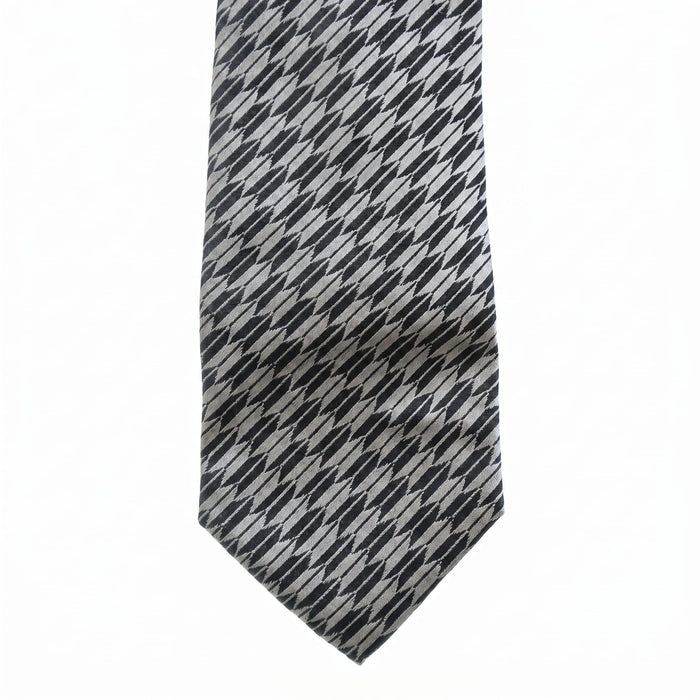 Emporio Armani 100% Silk Gray Geometric Tie - Made in Italy