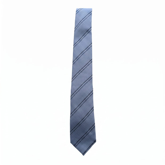 Emporio Armani 100% Silk Light Blue Striped Tie - Made in Italy