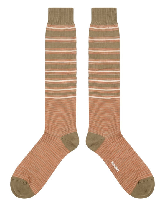 Missoni Camel Mens Pinstripe Knee High Dress Socks-