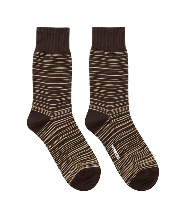 Missoni Brown Mens Classic Stripe Crew Socks-