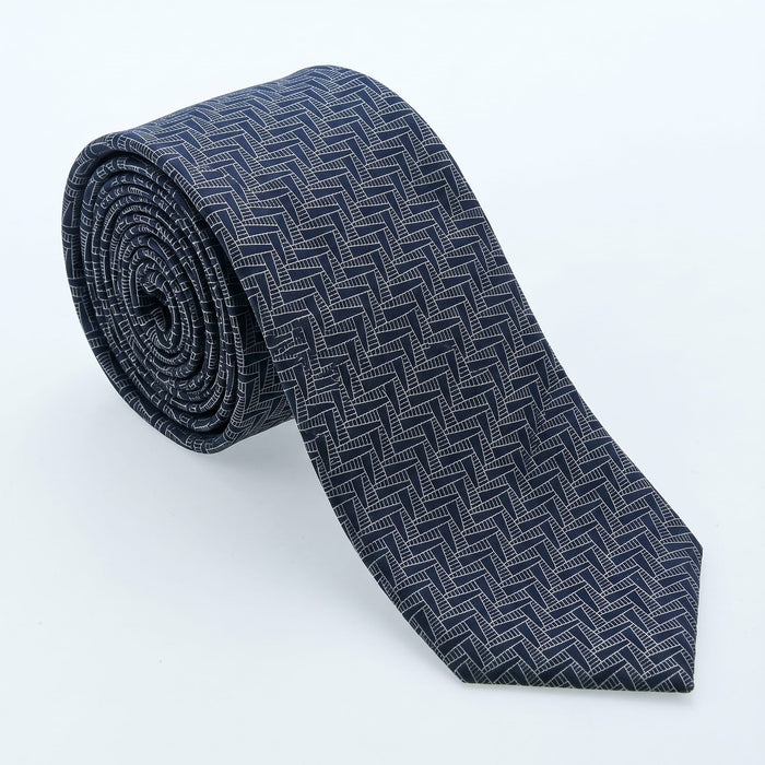Emporio Armani 100% Silk Black Geometric Tie - Made in Italy