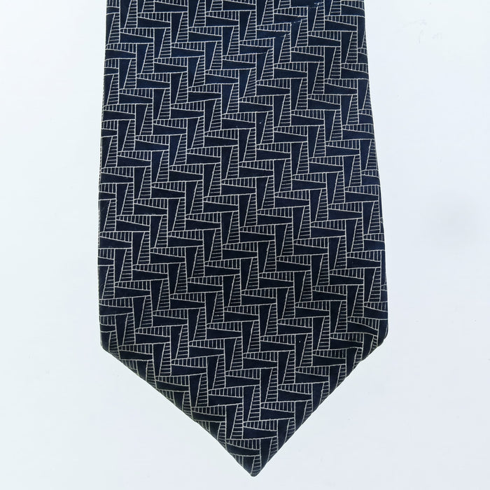 Emporio Armani 100% Silk Black Geometric Tie - Made in Italy