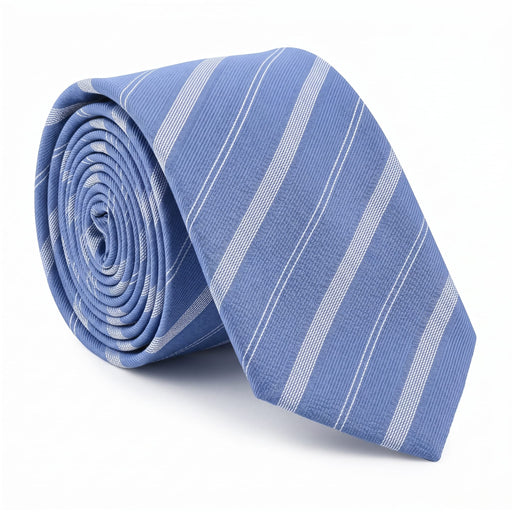 Emporio Armani 100% Silk Blue Diagonal Stripe Tie - Made in Italy
