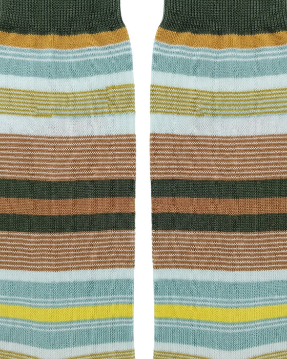 Missoni Olive Green Mens Classic Stripe Crew Socks-