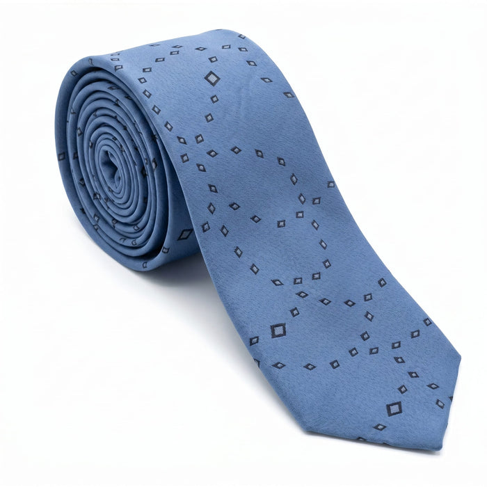 Emporio Armani 100% Silk Blue Diamond Pattern Tie - Made in Italy