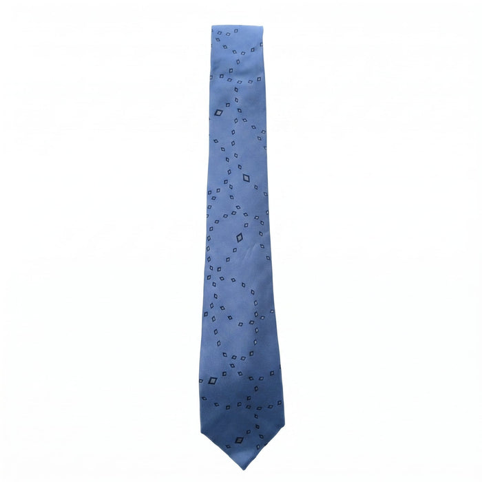 Emporio Armani 100% Silk Blue Diamond Pattern Tie - Made in Italy