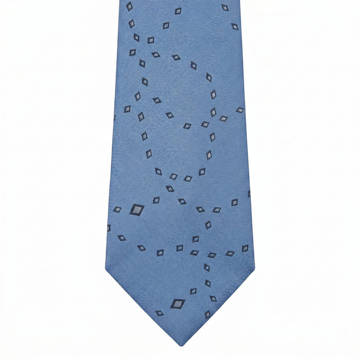Emporio Armani 100% Silk Blue Diamond Pattern Tie - Made in Italy
