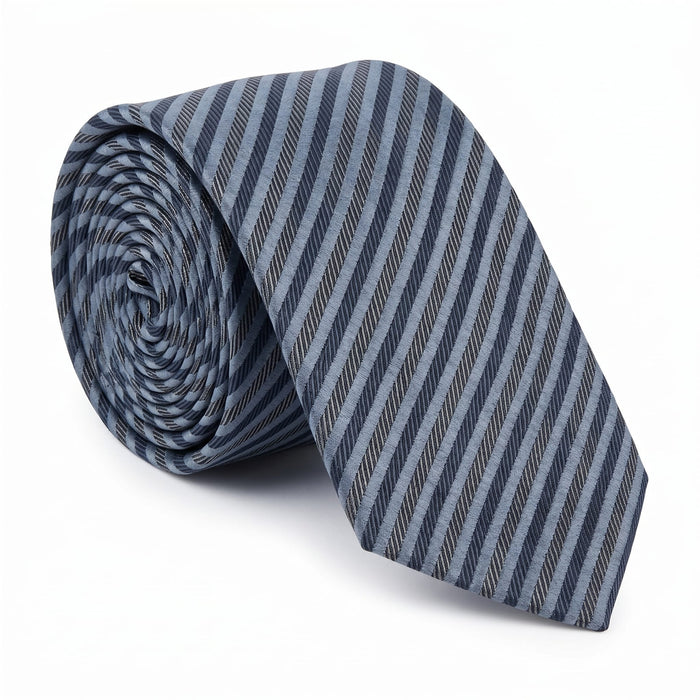 Emporio Armani 100% Silk Blue Diagonal Stripe Tie - Made in Italy