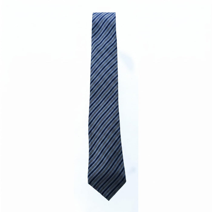 Emporio Armani 100% Silk Blue Diagonal Stripe Tie - Made in Italy