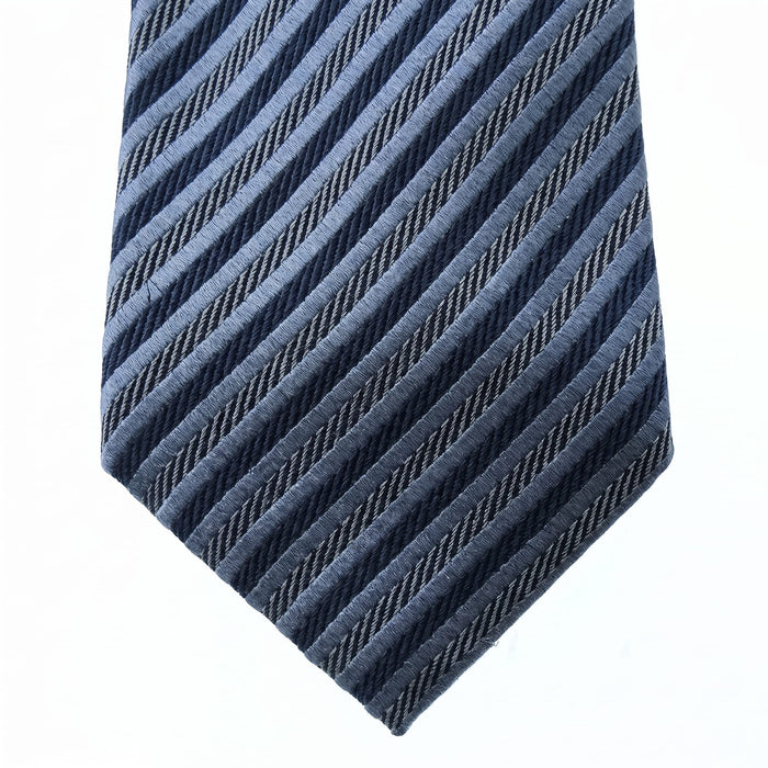 Emporio Armani 100% Silk Blue Diagonal Stripe Tie - Made in Italy