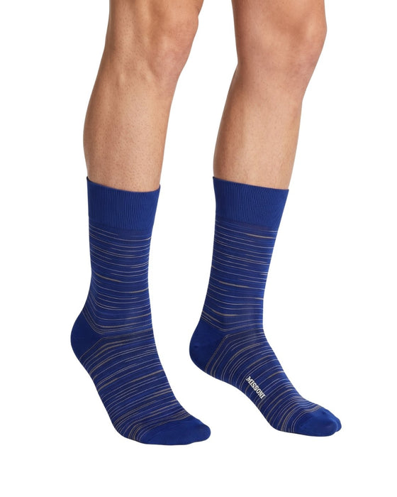 Missoni Royal Blue Mens Classic Stripe Crew Socks-M