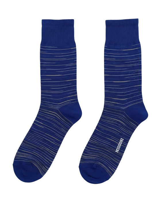 Missoni Royal Blue Mens Classic Stripe Crew Socks-