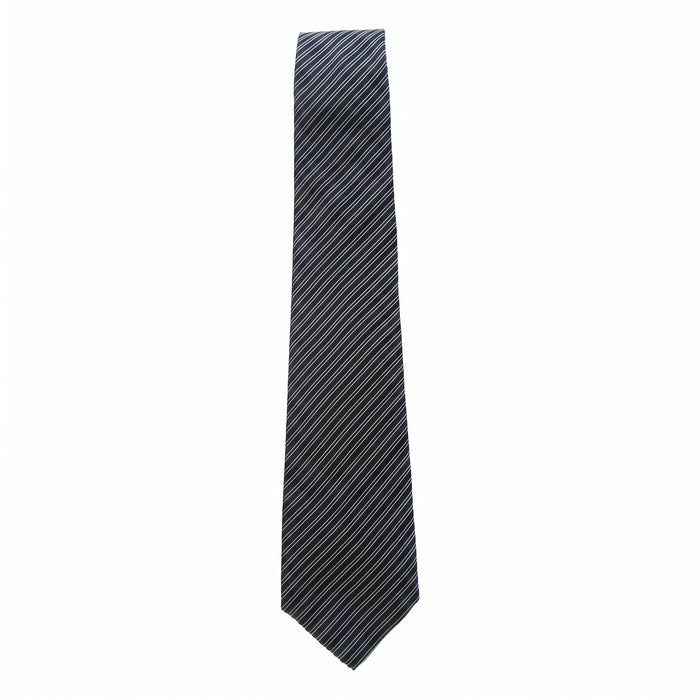 Emporio Armani 100% Silk Black Diagonal Stripe Tie - Made in Italy