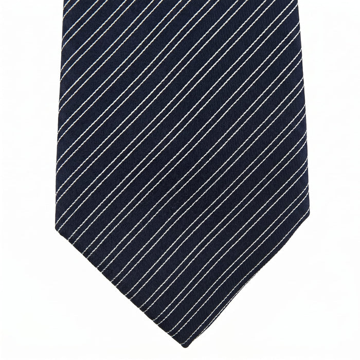 Emporio Armani 100% Silk Black Diagonal Stripe Tie - Made in Italy