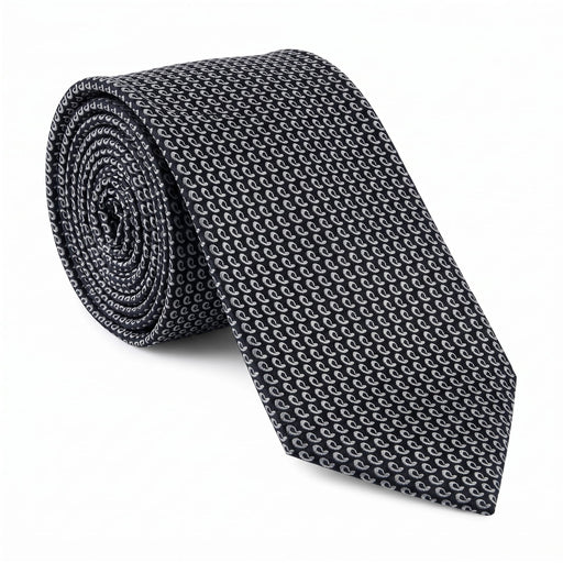Emporio Armani 100% Silk Black Chain Pattern Tie - Made in Italy